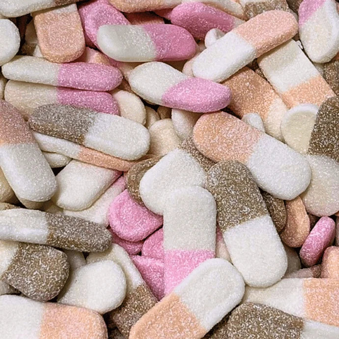 Langues acidulé fraise , cola et pêche ( 100g)