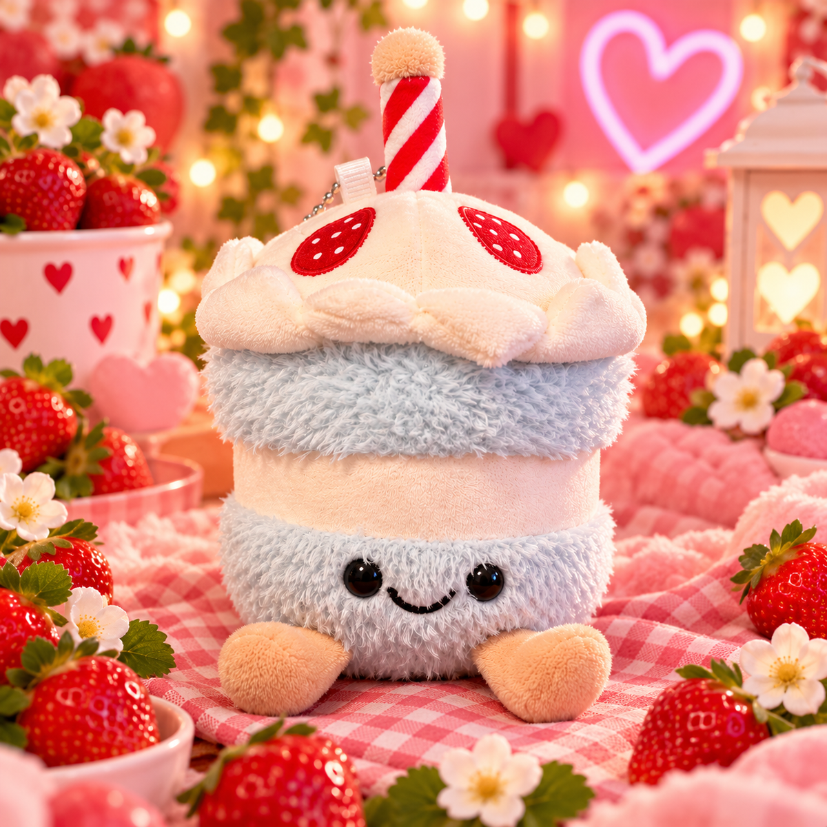Peluche gâteau anniversaire bleu ( porte clés )