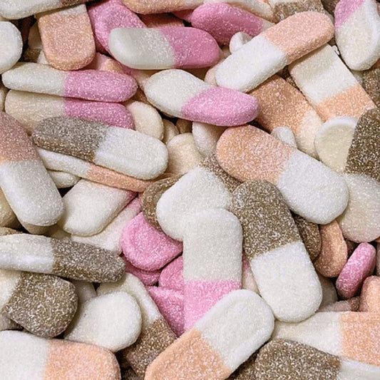 Langues acidulé fraise , cola et pêche ( 100g)